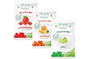 Simple Mixes Natural Gelatin Dessert, Variety Pack, Strawberry, Orange, & Lime, Healthy Snack, Dye-Free, No Gluten or Fat, Kosher, 3 Pack