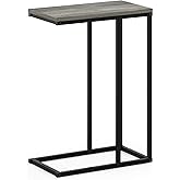 Furinno Camnus Modern Living C Shaped Sofa Side Table, 9.8 in x 17.9 in x 25 in, French Oak Grey
