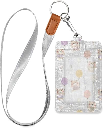 Amazon Idカードホルダー 熊柄 かわいい バルーン Idケース 学生証 Idカードケース 縦型 保護 Pu革 ネックストラップ付き 定期入れ パスケース 吊下げ名札 社員証 名札 通勤 通学便利 Qym Idカードホルダー
