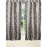 Mogulinterior Spanish Scrolls Beige Brown Window Curtains Panel