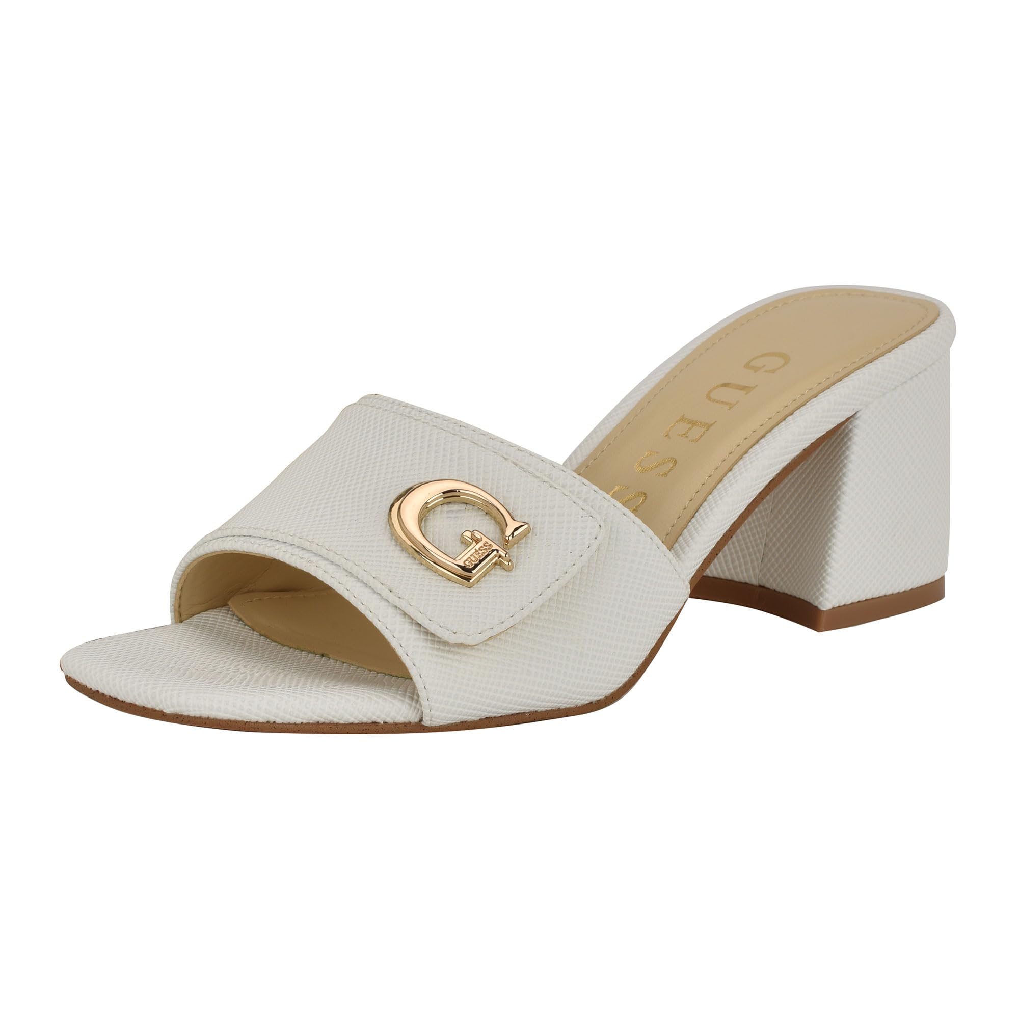 Guess Women’s Gallai Sandal, White Saffiano 141, 9