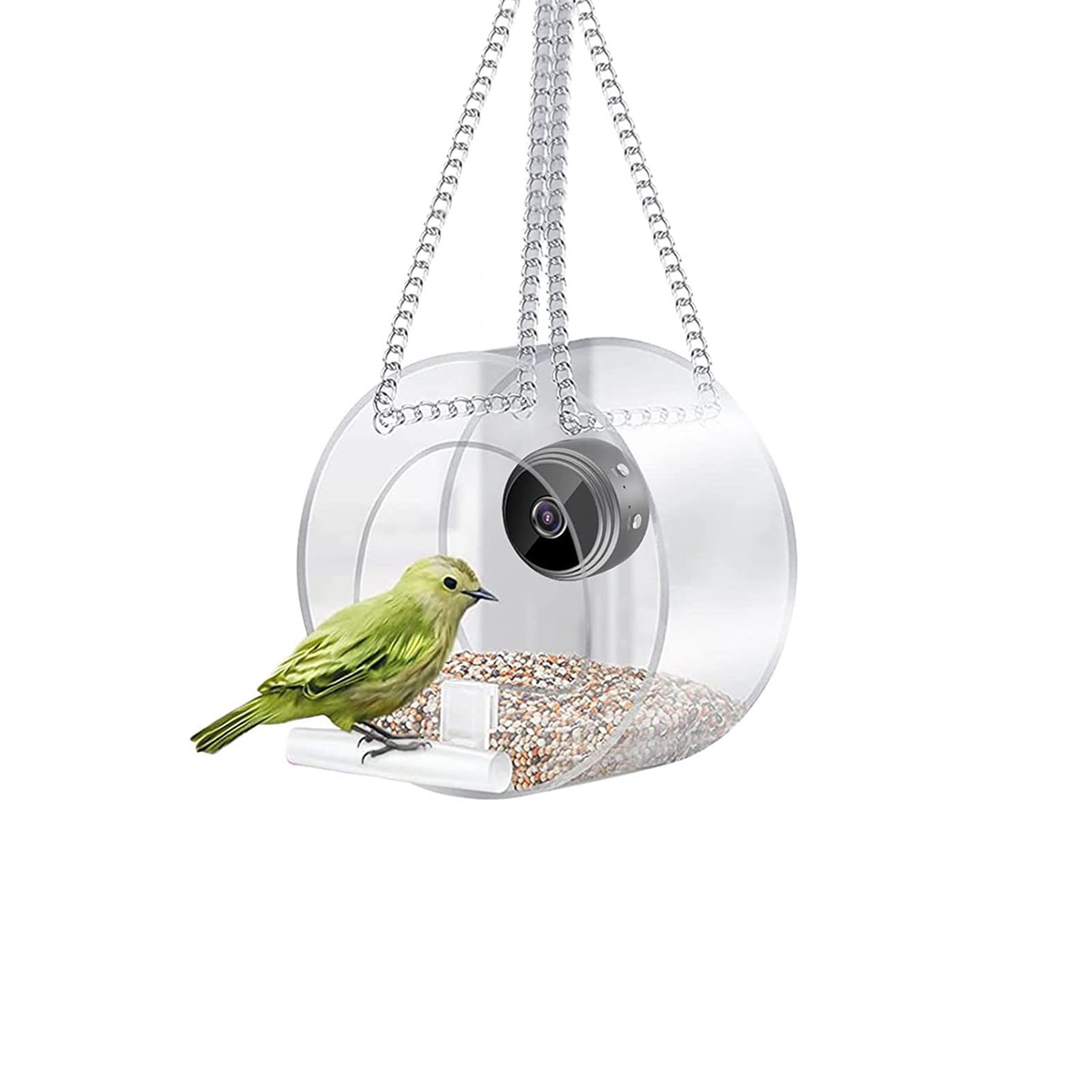 TITA-DONG Window Bird Feeder with 1080P Night-Version Camera, Smart Bird Feeder with Camera, Hanging Wild Bird Feeder House for Outside Wild Birds for Birds Lover(A)