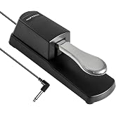 Sustain Pedal for Electronic Keyboards Digital Pianos Polarity Switch | Universal 6.35mm piano sustain pedal with polarity switch, Anti-Slip Rubber Bottom &amp; 5.9ft Cable for keyboards