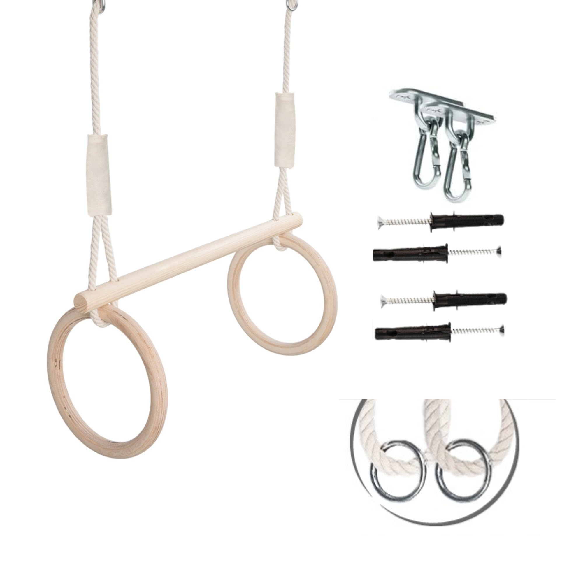 MAMOI Trapeze bar swing for children from wood and cotton cord | Indoor rocking bar swing in minimal design | Sustainable monkey swing gymnastics trapeze | 100% ECO | Made in EU