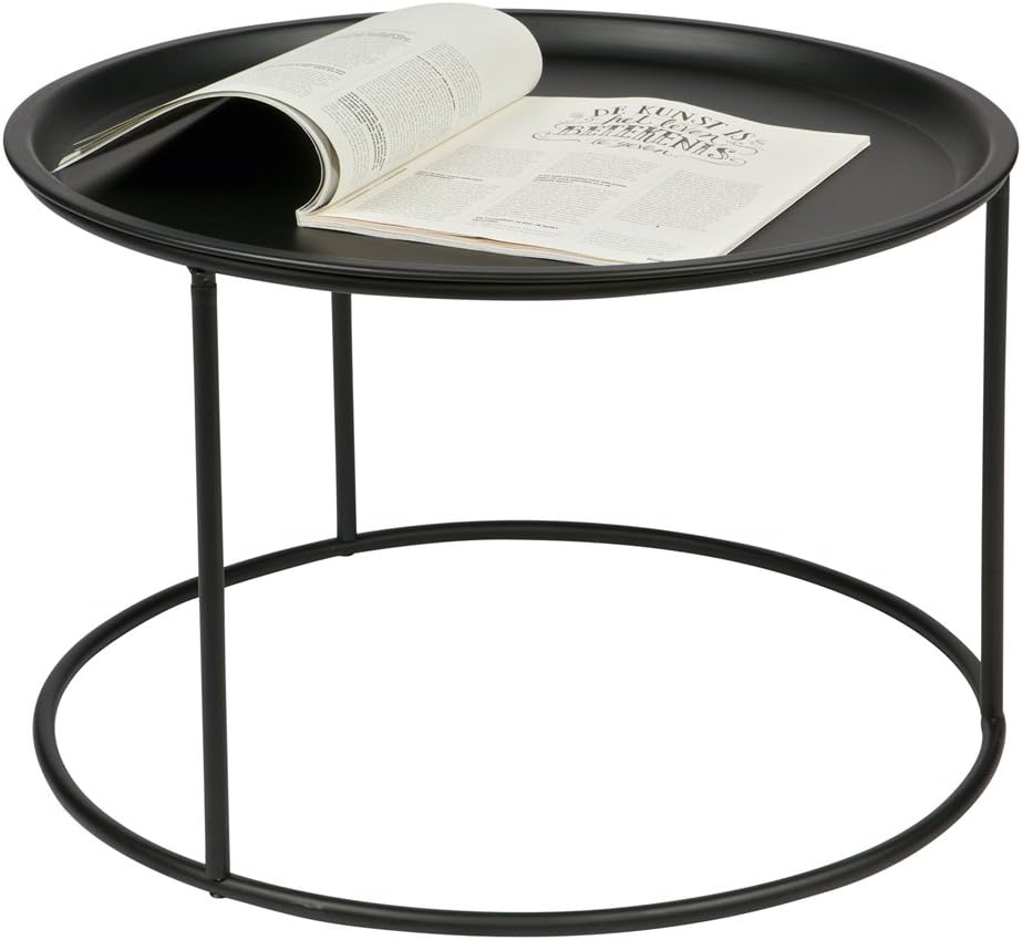 Woood Ivar Large Black Side Table with Separate Tray