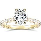 NOVSEAS 14K Gold Moissanite Ring 14k Gold 6 * 8mm 1.5 ct D Color Oval Cut Moissanite Engagement Rings for Women