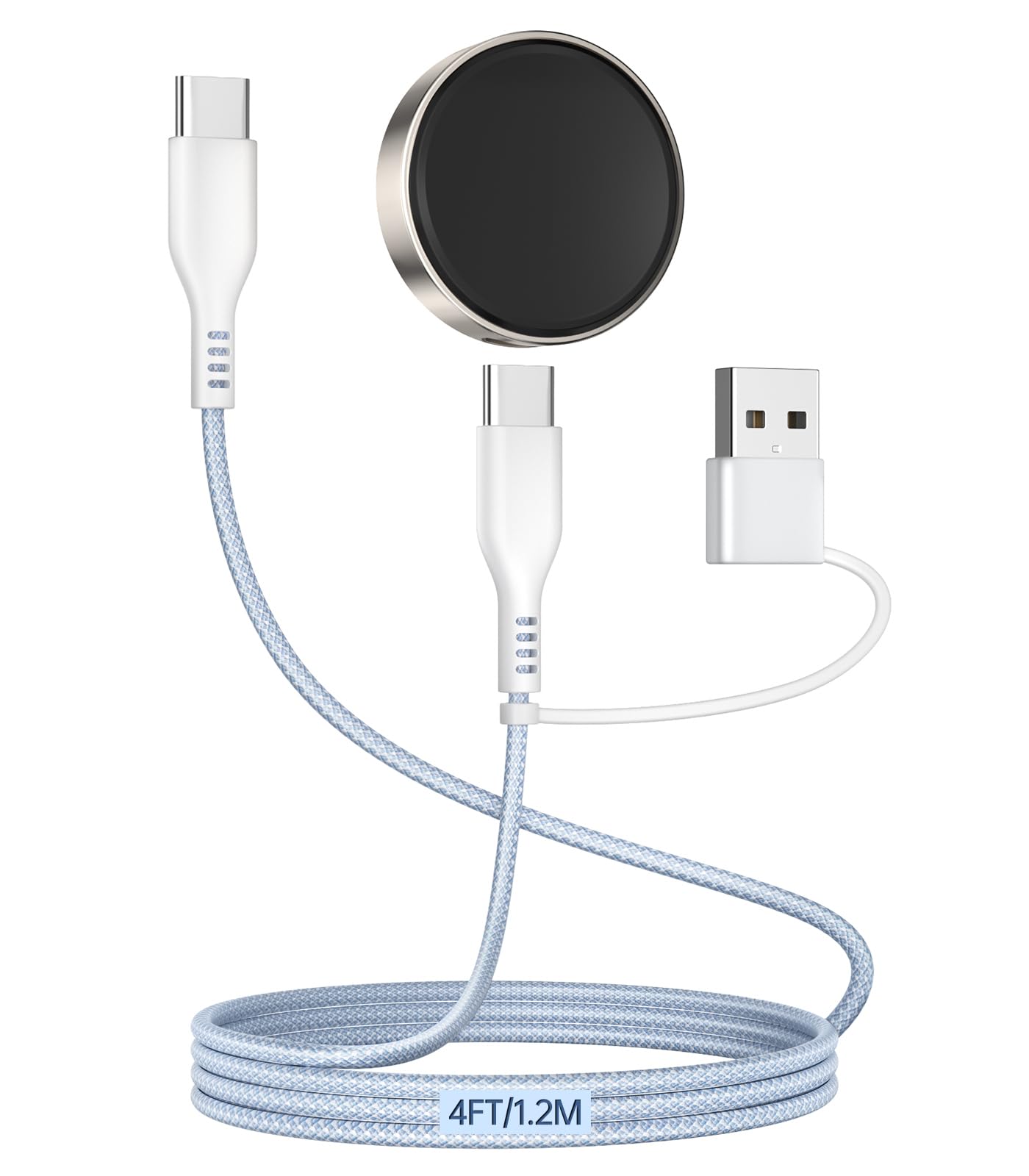 View 1 of 2 in 1 USB C/A Charging Cable for Samsung Galaxy Watch Charger?60W Type C to C Fast Charging Nylon Braided Cord for iPhone 17 S25 Ultra Travel Essentials for Samsung Watch 8/7/Ultra/6 Classic/5 Pro/4
