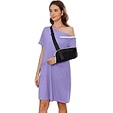 Deyeek Women's Post Shoulder Surgery dress Tear Away Short Sleeve Full Open Side Snap Adaptive Clothing with Pockets