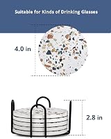 LIFVER Terrazzo Coasters with Holder Set 6 Absorbent Cork Back 4 in view 6