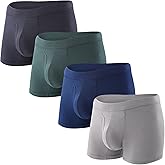 BAMBOO COOL Mens Underwear Trunks for Man Soft Waistband Open-fly Support Briefs(3 or 4 pack)