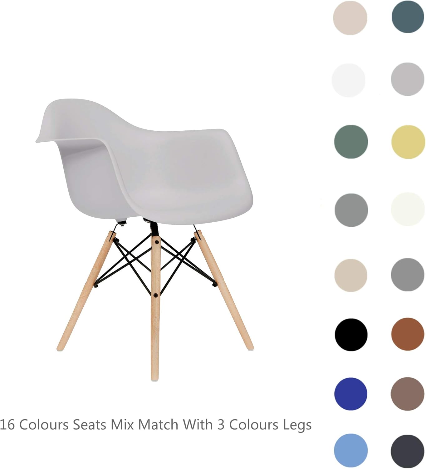 FUSIONWELL Eiffel Dining Chair Plastic Tub Seat Wooden Legs