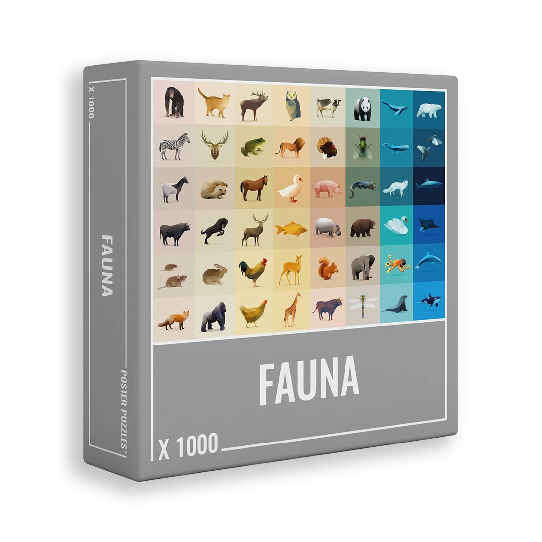 Cloudberries Fauna: Colourful, 1000-Piece Animal Puzzle for Adults Featuring Cool Polygon Animals and an Easy Colour Block Pattern. Made in Europe with FSC paper.