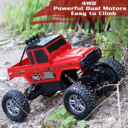 RC Car, DOUBLE E 2020 Updated Remote Control Car 2.4Ghz Off Road Monster Trucks for Boys with Two Rechargeable Batteries DIY Sitcker Electric Toy Truck for All Kids