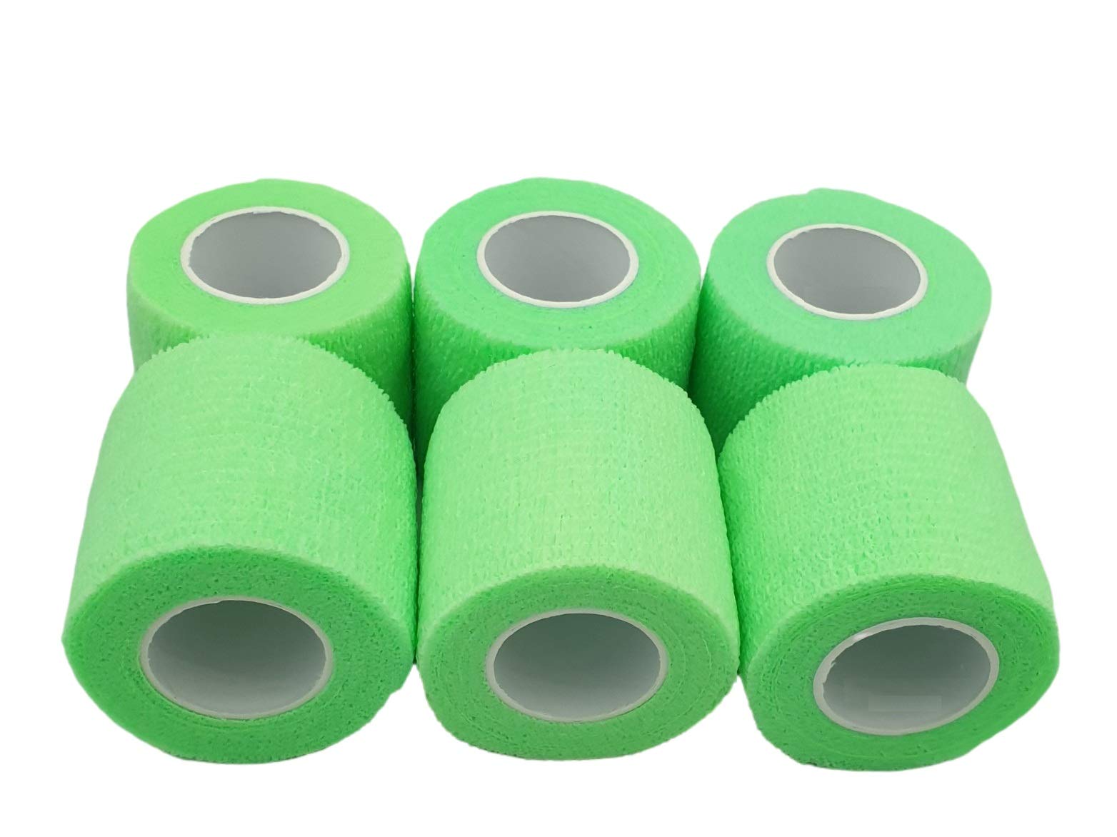 PintoMed – 6 X NEON Green X 5CM X 4.5M - Cohesive Bandage Stretched, Self-Adhesive Flexible Bandages, First Aid Sports Wrap Bandages Pack Individually for Medical, Sports and Veterinary use.