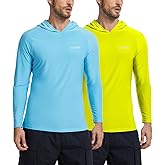 ASTRYON 2 Pack Men’s UPF 50+ Fishing Shirts Long Sleeve UV Sun Hoodie Quick-Dry Swim Rash Guard Lightweight Shirt for Outdoor