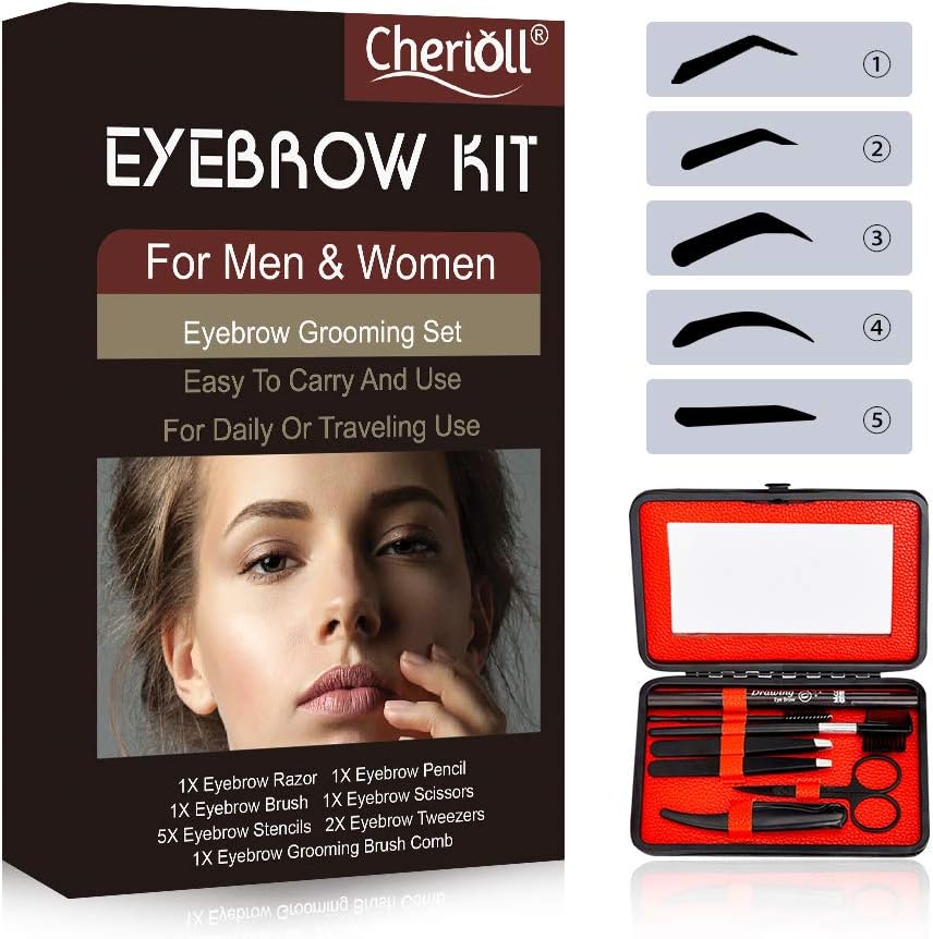 Eyebrow Kit, Eyebrow Grooming Set, Eyebrow Tweezers Set, Professional Stainless Steel Eyebrow Tweezers Kit for Women/Men include Razor Eyebrow Brush Eyebrow Pen, Bites Tight with Travel Case: Home Improvement