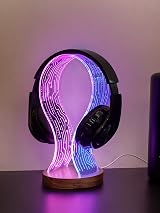 YuanDian Walnut Headphone Stand LED Light USB Powered Gamer Headset Holder view 6