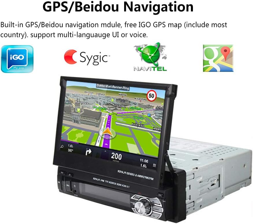 Binize Wince Car Radio(NO DVD),Retractable Front Pane Multimedia, Offline Navigation ,FM/Bluetooth/8GB SD Card/AUX-in/USB: Home Audio & Theater