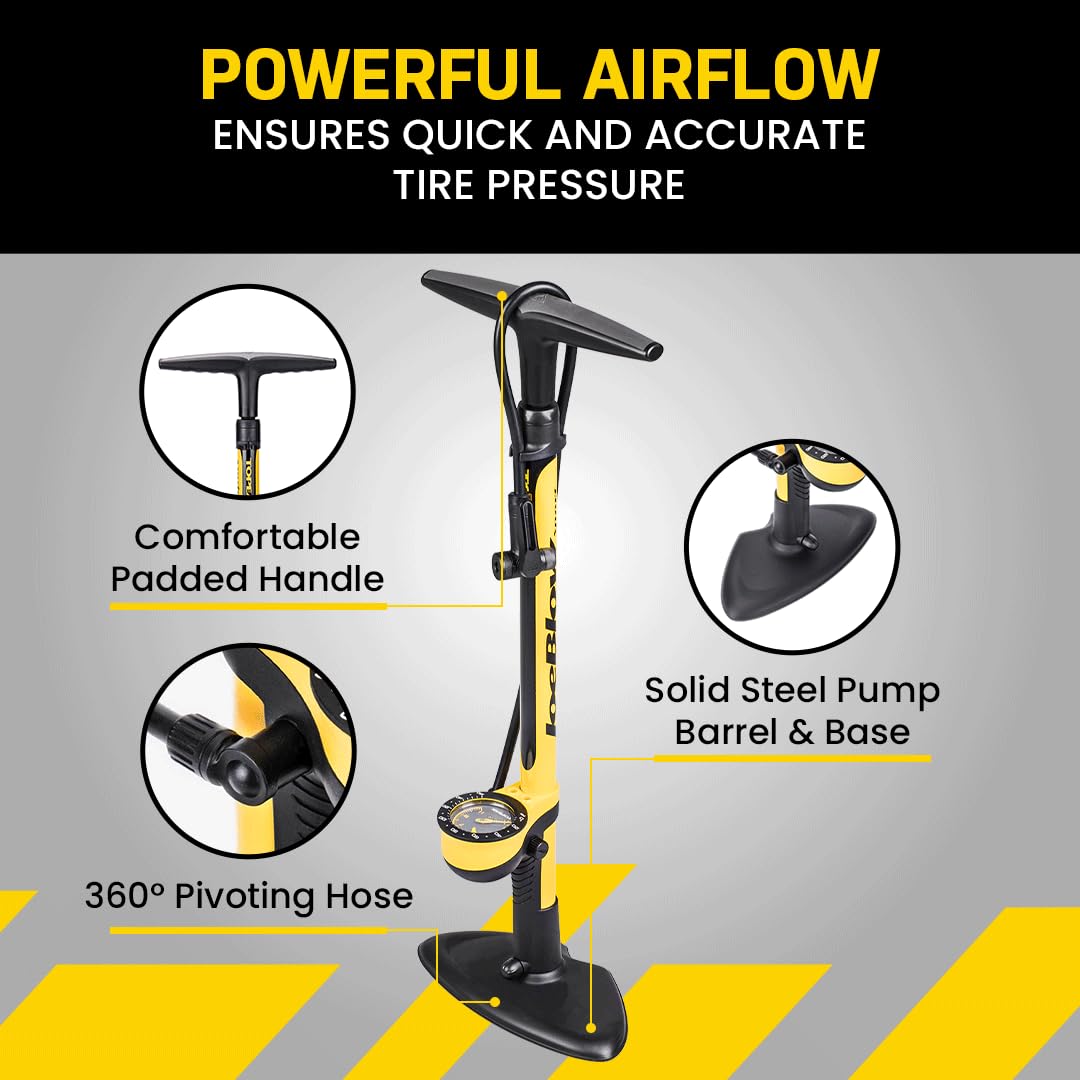Topeak JoeBlow Sport III, High Pressure Bike Floor Pump, 160 PSI, 3