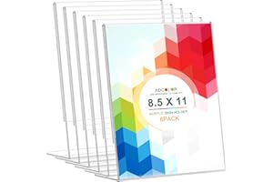 ADColor Acrylic Sign Holder 8.5 x 11 - Vertical Slant Back Clear Display Stand for Table Signs, Menu, Flyer, Brochure & Docum