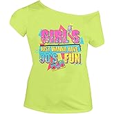 90s 80s Outfit for Women 80's Theme Party Disco Shirt Off The Shoulder Tops Vintage 90s Neon Off Shoulder Top