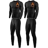 ATTIQOZI 2 Pack Thermal Underwear for Men Long Johns Fleece Lined Compression Pants Base Layer Cold Weather Top Bottom