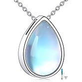 CRMAD Larimar/Moonstone/Lapis Lazuli/Labradorite/Malachite Urn Necklace for Ashes 925 Sterling Silver Teardrop Jewelry Natural Larimar Urn Pendant Necklace Gifts for Loss of Beloved (teardrop-larimar)