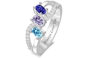 Sterling Silver Birthstone Ring Customized Mothers Ring with 1-6 Birthstones Family Ring for Women Jewelry Gift for Mom Grand