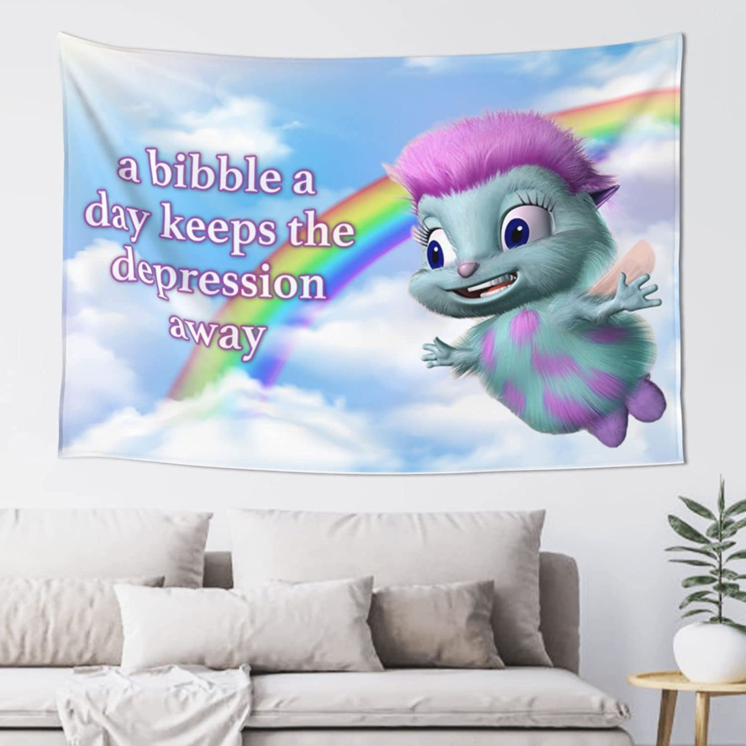 FENDROM Bibble Meme Tapestry Bibble Happiness Novelty Wall Hanging,Blanket Decorative Funny College Room Hostel Decorations Bedroom Living Room Decor
