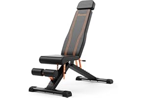 1000LBS Adjustable Weight Bench - Bonvork Foldable Workout Bench Press with 36" Extended Backrest for Home Gym Strength Training,Folding Flat Incline Bench with 80x40MM Steel for Full Body Exercise