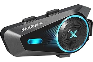 MAXRUNON D10 Motorcycle Helmet Bluetooth Headset, V5.4, Motorcycle Helmet Intercom for Groups, AI Voice Control/Universal Pai
