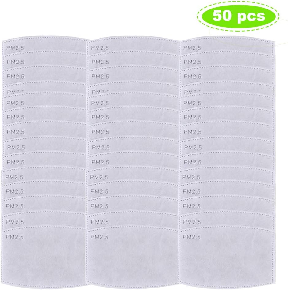Activated Carbon Filter Dustproof 5 Layers Filter Replacement (50 pcs) Skin-Friendly Respiring Mat Non-Woven Respirators