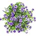 Artificial Flowers, Fake Outdoor UV Resistant Plants Faux Plastic Greenery Shrubs Indoor Outside Hanging Planter Home Kitchen Office Wedding, Garden Decor (Purple)