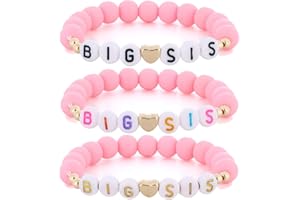 Taouzi 3Pcs Big Sister Gift for Sister Big Sister Bracelet Handmade Colorful Clay Beads Bracelets Big Sister Announcement Sister Jewelry Big Sister Birthday Gifts for Sister