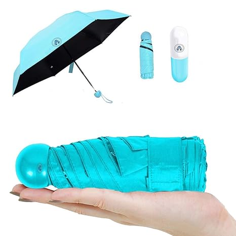 Amextrain Foldable Umbrella,Capsule Cover Umbrella for UV Protection & Rain, Stylish Umbrella, Cute Umbrella,Travel Umbrella, Mini Umbrella | Umbrella for Women & Men (Multi Color) (Light Green)