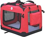 HugglePets Foldable Fabric Pet Crate Carrier Red Medium 60x42cm