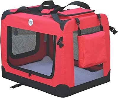 HugglePets Foldable Fabric Pet Crate Carrier Red Medium 60x42cm