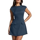 oten Women's Sexy Cap Sleeve Mock Neck Mini Dress A-Line Flare Club Night Out Party Short Dresses