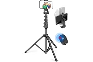 Alimu 70" Phone Tripod & Selfie Stick, Extendable Cell Phone Tripod Stand with Wireless Remote and Phone Holder for Video Recording Filming, Compatible with iPhone Android Cellphone, Camera
