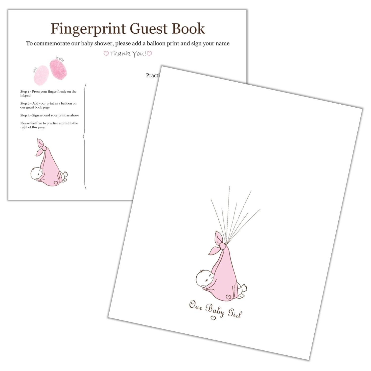 Baby Shower Alternative Guest Book Fingerprint Tree Blue Amazon
