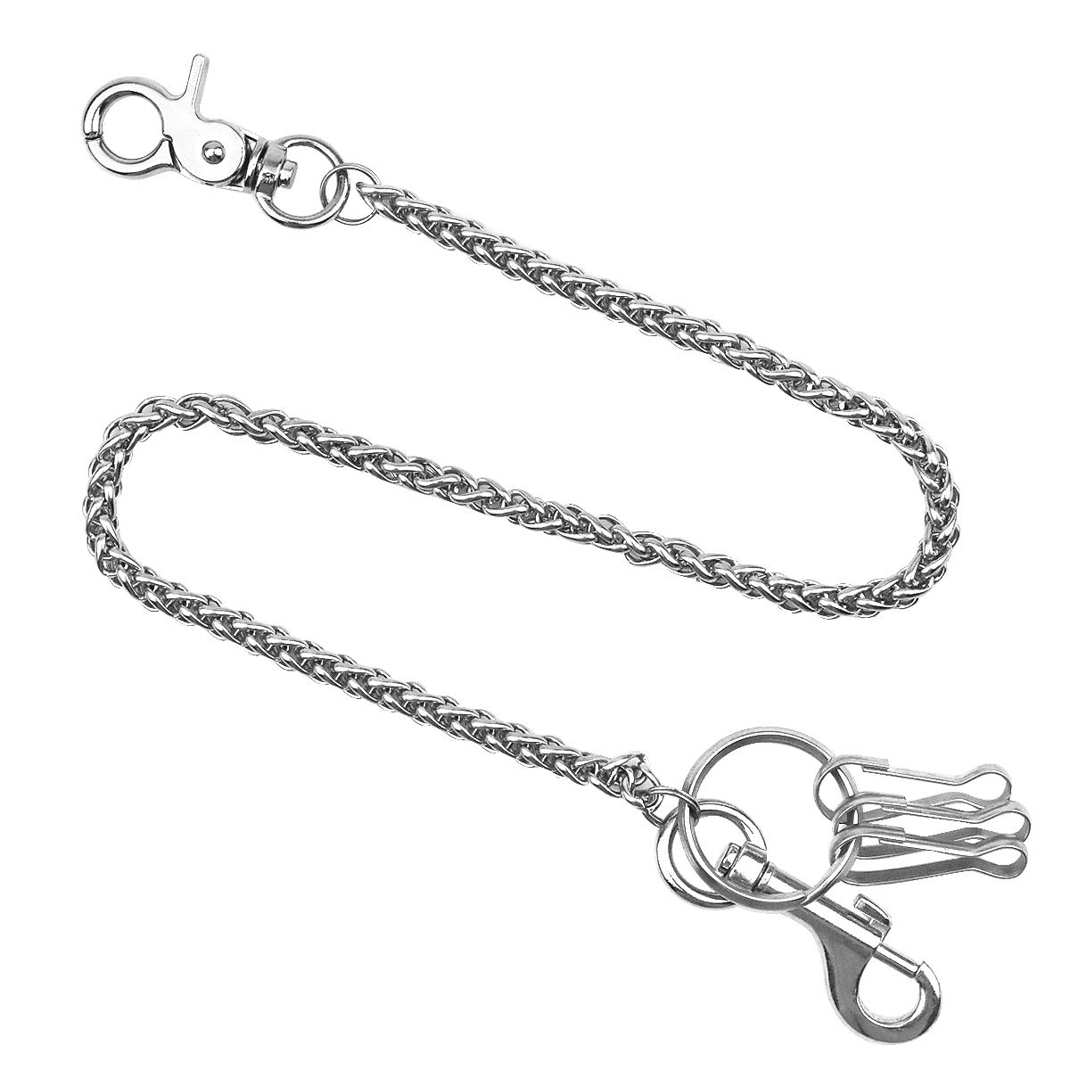 38cm Wallet Chain Jeans Pants Chain Keychain Long Pocket Key Chain Men Waist Link Clip Heavy Duty Safety Chain with Lobster Clasp and 3 Key Rings for Men and Women Bag Clothes Accessory