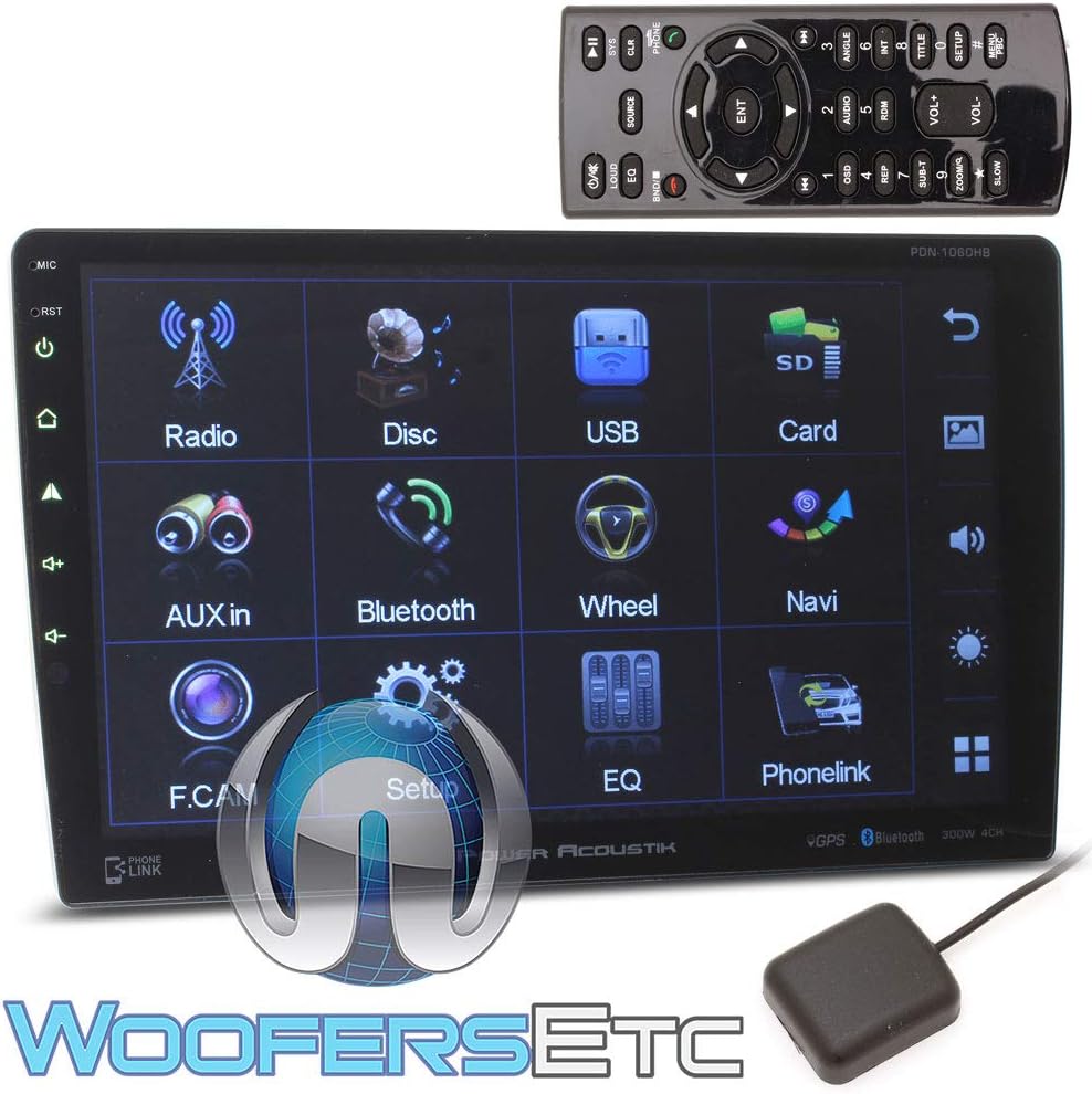 PDN-1060HB - Power Acoustik 2-Din 10.6" CD DVD GPS Bluetooth Navigation