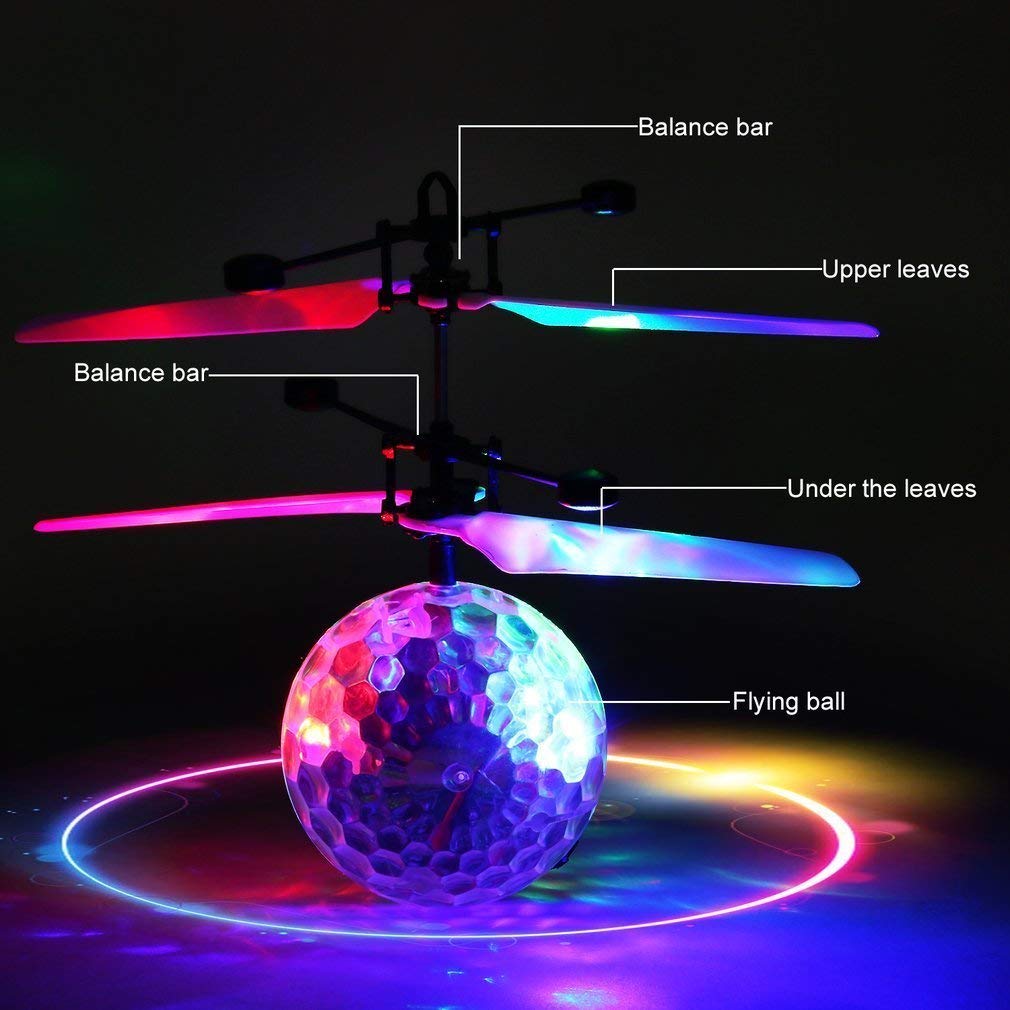 UTTORA Flying Ball, RC Helicopter Ball Kids Toys RC Infrared Induction Helicopter Fun Gadgets Mini Drone Flying Toys with Flashing LED Lights for Kids Adults