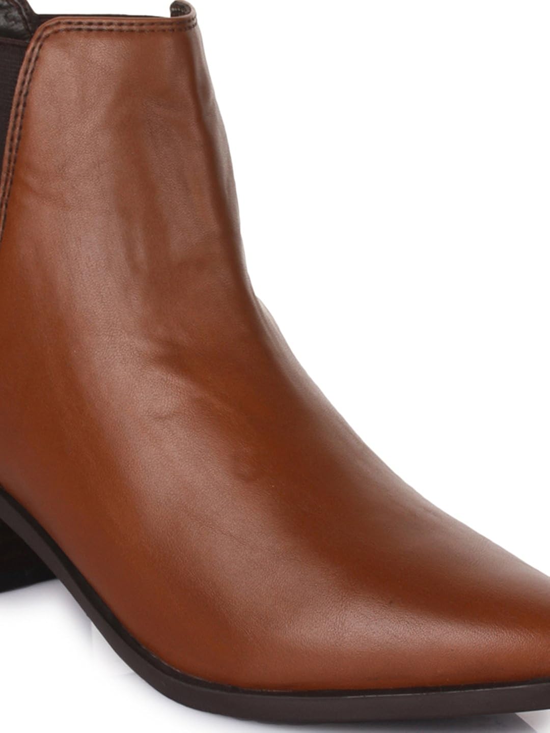 bruno manetti women (at-108) tan synthetic leather heeled boots