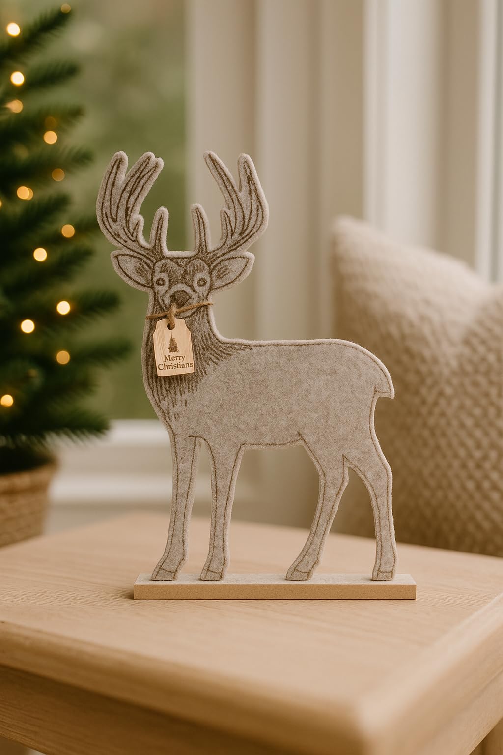 Marco Paul Wooden Reindeer Christmas Decorations - 30cm Large Reindeer Stag Ornament for Christmas Table Decorations, Window Sill Ornaments
