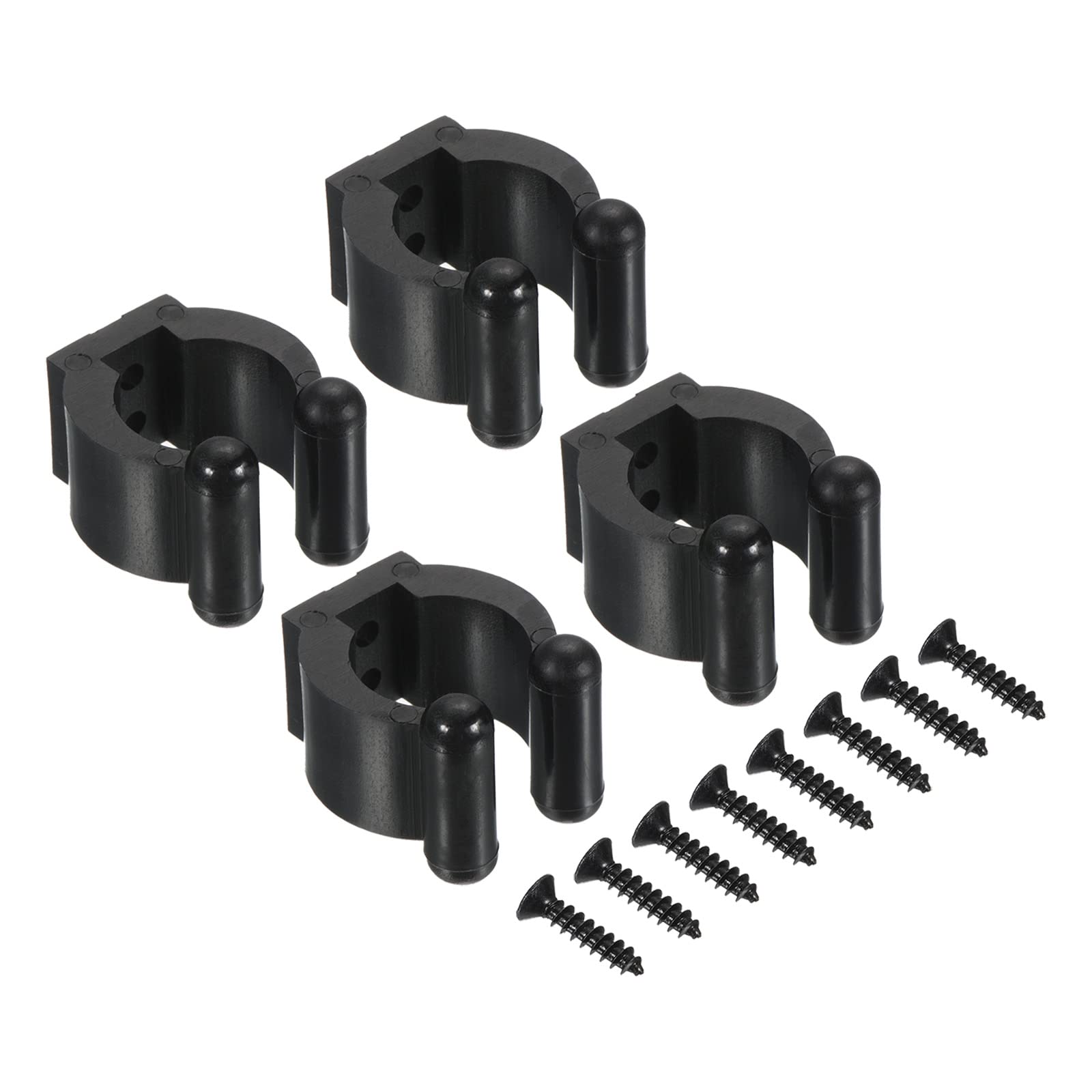 PATIKIL 17mm Dia Billiards Cue Locating Clip Holder, 4 Pack Plastic Snooker Clip for Fishing Rod Pool Cue Rack Storage, Black