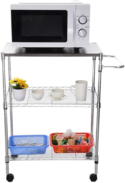 Amazon Com Wood 3 Shelf Shelving Unit With Weeles Kitchen Storage