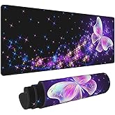 Butterfly Mouse Pad Extended Large Gaming Mouse Pad XL Oversized Desk Pad Stitched Edges 31.5 X 11.8 Inch