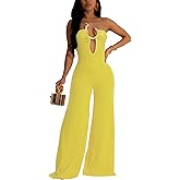 Figdaw Strapless Elegant Jumpsuit Brunch Outfit for Women 2025 Casual Dressy