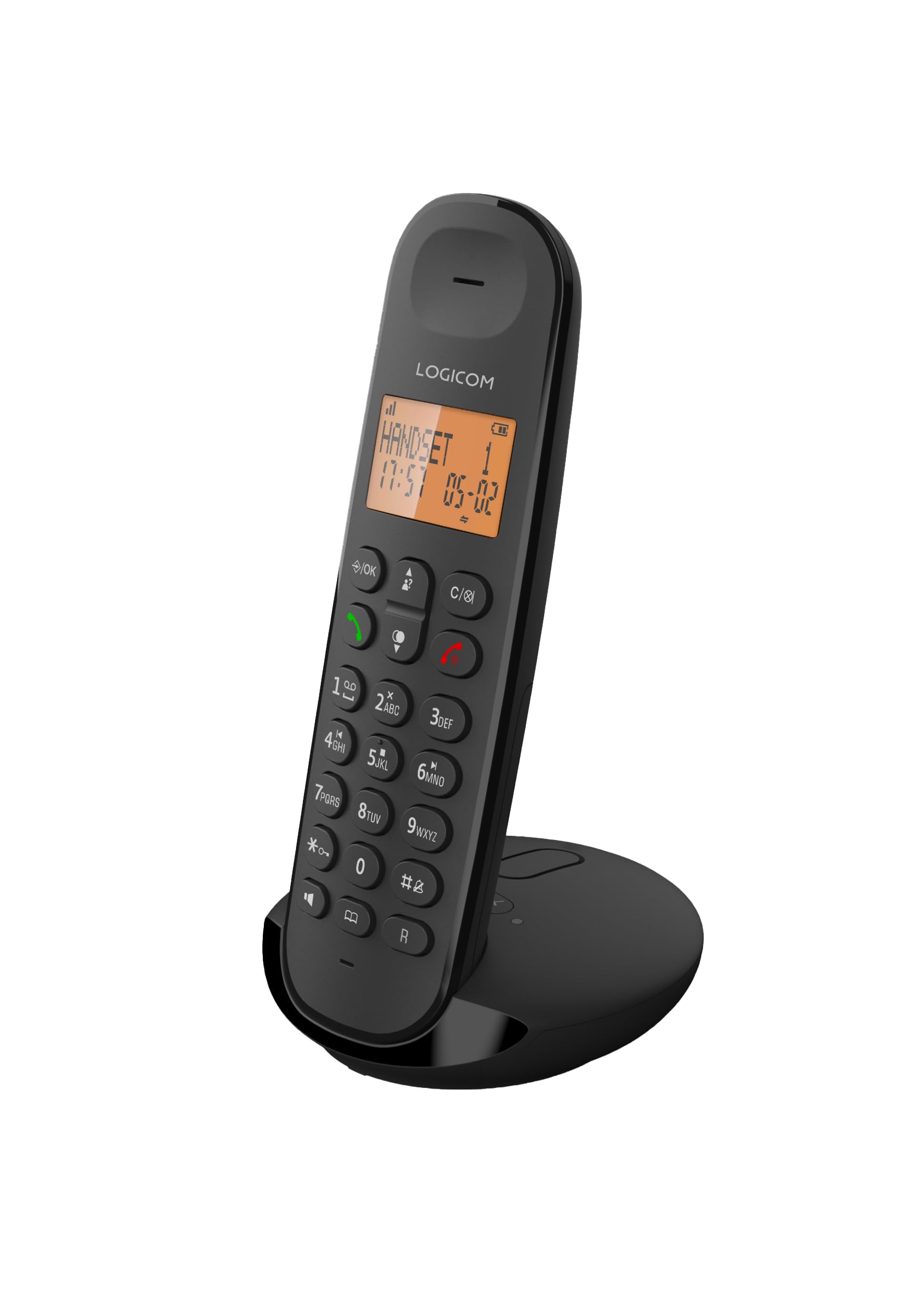 Logicom ILOA 155T Cordless Fixed Phone with Answering Machine Recorder - Solo - Analog and DECT Phones - Black